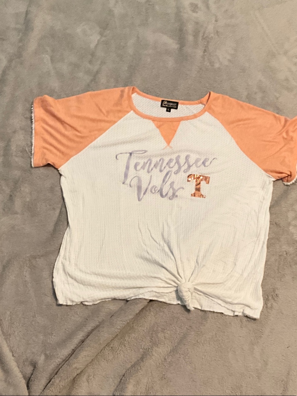 Tennessee Vols Raglan Knot Front Tee - Orange/White